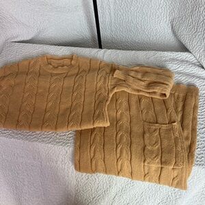 Women’s Light Mustard Cable Knit Sweater Skirt Set